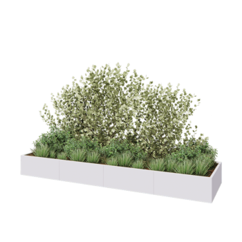 Terasest lillekast XXL - Ristkülik - 400 x 100 x 40 cm - RAL9010 matt (valge) - Ilma põhjalauata