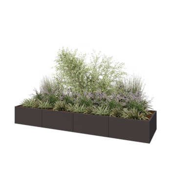 Terasest lillekast XXL - Ristkülik - 400 x 100 x 50 cm - RAL7016 matt (antratsiithall) - Ilma põhjalauata