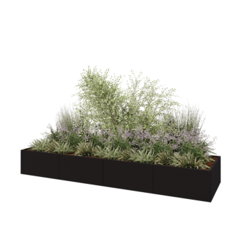 Terasest lillekast XXL - Ristkülik - 400 x 100 x 50 cm - RAL9005 matt (must) - Ilma põhjalauata