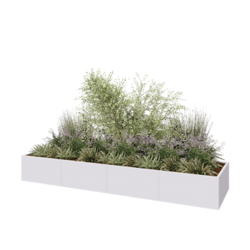 Terasest lillekast XXL - Ristkülik - 400 x 100 x 50 cm - RAL9010 matt (valge) - Ilma põhjalauata