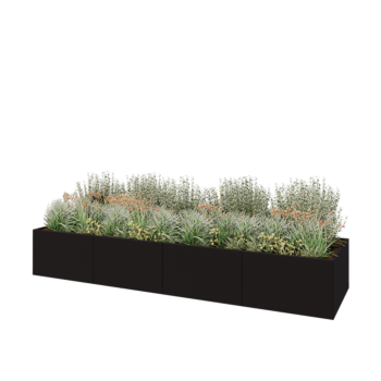 Terasest lillekast XXL - Ristkülik - 400 x 100 x 60 cm - RAL9005 matt (must) - Ilma põhjalauata