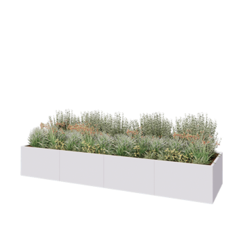 Terasest lillekast XXL - Ristkülik - 400 x 100 x 60 cm - RAL9010 matt (valge) - Ilma põhjalauata