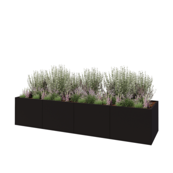 Terasest lillekast XXL - Ristkülik - 400 x 100 x 80 cm - RAL9005 matt (must) - Ilma põhjalauata