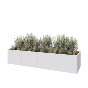 Terasest lillekast XXL - Ristkülik - 400 x 100 x 80 cm - RAL9010 matt (valge) - Ilma põhjalauata