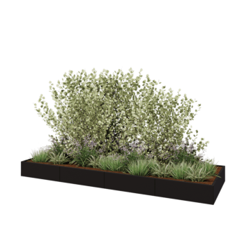 Terasest lillekast XXL - Ristkülik - 400 x 120 x 30 cm - RAL9005 matt (must) - Ilma põhjalauata