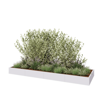 Terasest lillekast XXL - Ristkülik - 400 x 120 x 30 cm - RAL9010 matt (valge) - Ilma põhjalauata