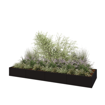 Terasest lillekast XXL - Ristkülik - 400 x 120 x 40 cm - RAL9005 matt (must) - Ilma põhjalauata