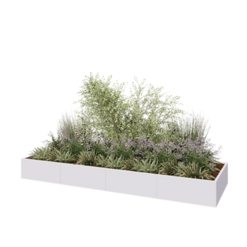 Terasest lillekast XXL - Ristkülik - 400 x 120 x 40 cm - RAL9010 matt (valge) - Ilma põhjalauata