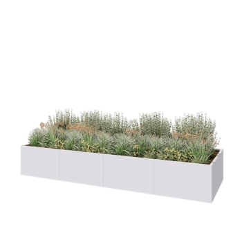 Terasest lillekast XXL - Ristkülik - 400 x 120 x 60 cm - RAL9010 matt (valge) - Ilma põhjalauata