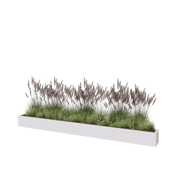 Terasest lillekast XXL - Ristkülik - 400 x 30 x 30 cm - RAL9010 matt (valge) - Põhjalauaga