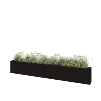 Terasest lillekast XXL - Ristkülik - 400 x 30 x 60 cm - RAL9005 matt (must) - Ilma põhjalauata