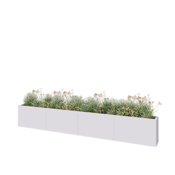Terasest lillekast XXL - Ristkülik - 400 x 30 x 60 cm - RAL9010 matt (valge) - Ilma põhjalauata