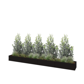 Terasest lillekast XXL - Ristkülik - 400 x 40 x 30 cm - RAL9005 matt (must) - Ilma põhjalauata