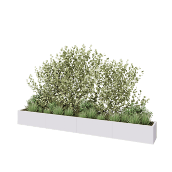 Terasest lillekast XXL - Ristkülik - 400 x 40 x 40 cm - RAL9010 matt (valge) - Ilma põhjalauata