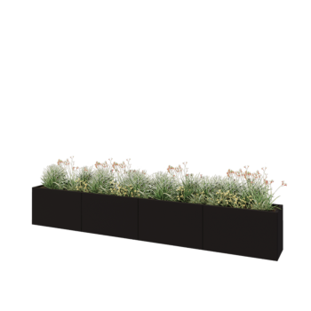 Terasest lillekast XXL - Ristkülik - 400 x 40 x 60 cm - RAL9005 matt (must) - Ilma põhjalauata