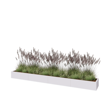 Terasest lillekast XXL - Ristkülik - 400 x 50 x 30 cm - RAL9010 matt (valge) - Põhjalauaga