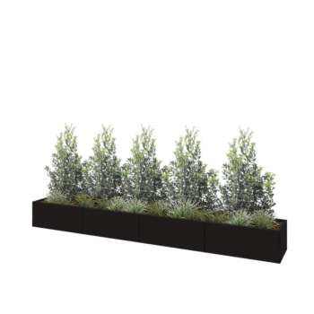 Terasest lillekast XXL - Ristkülik - 400 x 50 x 40 cm - RAL9005 matt (must) - Ilma põhjalauata