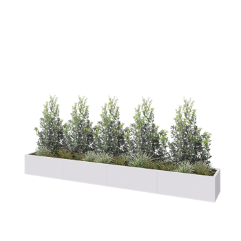 Terasest lillekast XXL - Ristkülik - 400 x 50 x 40 cm - RAL9010 matt (valge) - Põhjalauaga