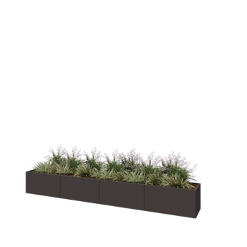 Terasest lillekast XXL - Ristkülik - 400 x 50 x 50 cm - RAL7016 matt (antratsiithall) - Põhjalauaga