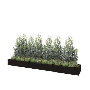 Terasest lillekast XXL - Ristkülik - 400 x 60 x 30 cm - RAL9005 matt (must) - Ilma põhjalauata