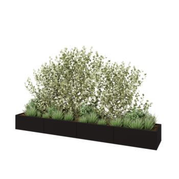 Terasest lillekast XXL - Ristkülik - 400 x 60 x 40 cm - RAL9005 matt (must) - Ilma põhjalauata