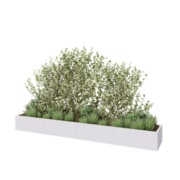 Terasest lillekast XXL - Ristkülik - 400 x 60 x 40 cm - RAL9010 matt (valge) - Ilma põhjalauata