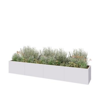 Terasest lillekast XXL - Ristkülik - 400 x 60 x 60 cm - RAL9010 matt (valge) - Põhjalauaga