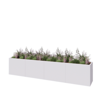 Terasest lillekast XXL - Ristkülik - 400 x 60 x 80 cm - RAL9010 matt (valge) - Ilma põhjalauata