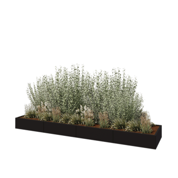 Terasest lillekast XXL - Ristkülik - 400 x 80 x 30 cm - RAL9005 matt (must) - Ilma põhjalauata