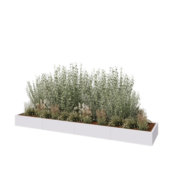 Terasest lillekast XXL - Ristkülik - 400 x 80 x 30 cm - RAL9010 matt (valge) - Ilma põhjalauata