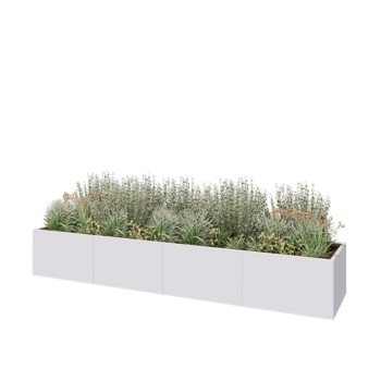 Terasest lillekast XXL - Ristkülik - 400 x 80 x 60 cm - RAL9010 matt (valge) - Ilma põhjalauata