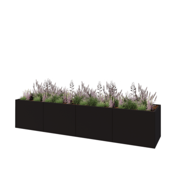 Terasest lillekast XXL - Ristkülik - 400 x 80 x 80 cm - RAL9005 matt (must) - Ilma põhjalauata