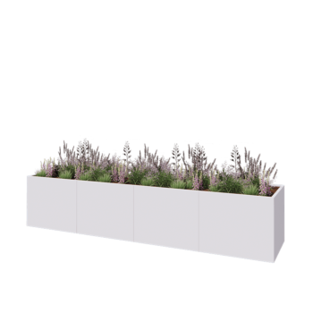 Terasest lillekast XXL - Ristkülik - 400 x 80 x 80 cm - RAL9010 matt (valge) - Ilma põhjalauata