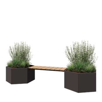 Terasest lillekast - Kuusnurk - 294,4 x 99,3 x 50 cm - RAL7016 matt (antratsiithall) - Pingikesega - Ilma põhjalauata
