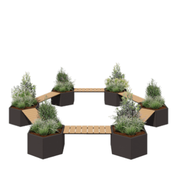 Terasest lillekast - Lõkkekomplekt - 502,2 x 459,2 x 50 cm - RAL7016 matt (antratsiithall) - Pingikesega - Ilma põhjalauata
