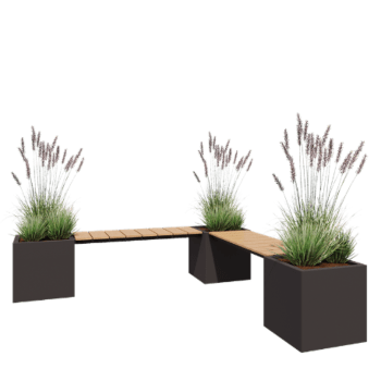 Terasest lillekast - Ruut - Nurgakomplekt - 221,2 x 221,2 x 50 cm - RAL7016 matt (antratsiithall) - Ilma põhjalauata - Pingikesega