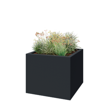 klaaskiudne lillekast - Ruut - 120 x 120 x 100 cm - RAL7021 matt (must hall) - Põhjaga