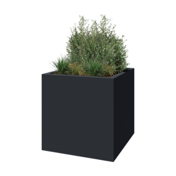 klaaskiudne lillekast - Ruut - 120 x 120 x 120 cm - RAL7021 matt (must hall) - Põhjaga