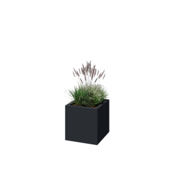 klaaskiudne lillekast - Ruut - 40 x 40 x 40 cm - RAL7021 matt (must hall) - Põhjaga