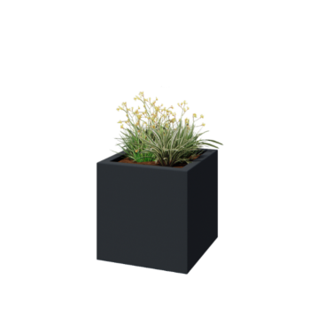 klaaskiudne lillekast - Ruut - 60 x 60 x 60 cm - RAL7021 matt (must hall) - Põhjaga