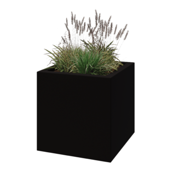 klaaskiudne lillekast - Ruut - 70 x 70 x 70 cm - RAL9005 matt (must) - Põhjaga