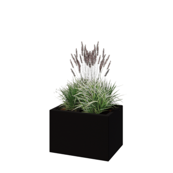 klaaskiudne lillekast - Ristkülikukujuline - 60 x 40 x 40 cm - RAL9005 matt (must) - Põhjaga