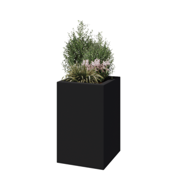 klaaskiudne lillekast - Ruut - 50 x 50 x 80 cm - RAL7021 matt (must hall) - Põhjaga