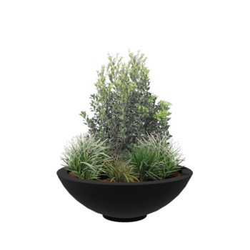 klaaskiudne lillekast - Kauss - Ø 120 x 40 cm - RAL7021 matt (must hall) - Põhjaga