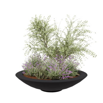 klaaskiudne lillekast - Kauss - Ø 153 x 34 cm - RAL7021 matt (must hall) - Põhjaga