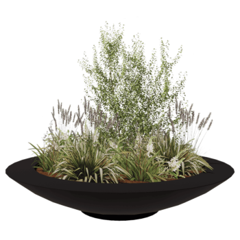 klaaskiudne lillekast - Kauss - Ø 200 x 40 cm - RAL9005 matt (must) - Põhjaga