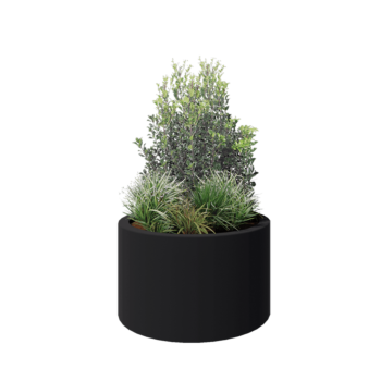 klaaskiudne lillekast - Ümmargune - Ø 100 x 60 cm - RAL7021 matt (must hall) - Põhjaga