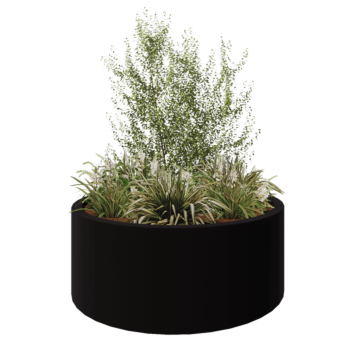 klaaskiudne lillekast - Ümmargune - Ø 150 x 60 cm - RAL9005 matt (must) - Põhjaga