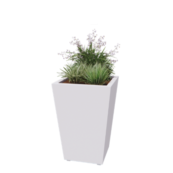 Terasest lillekast - Koonus - 60 x 60 x 81,5 cm - Keevitatud - RAL9010 matt (valge) - Põhjalauaga
