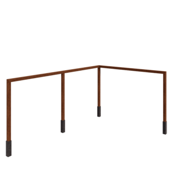 Corten terasest pergola - Nurk - 600 x 412 x 242 cm - Betoonvundamendiga